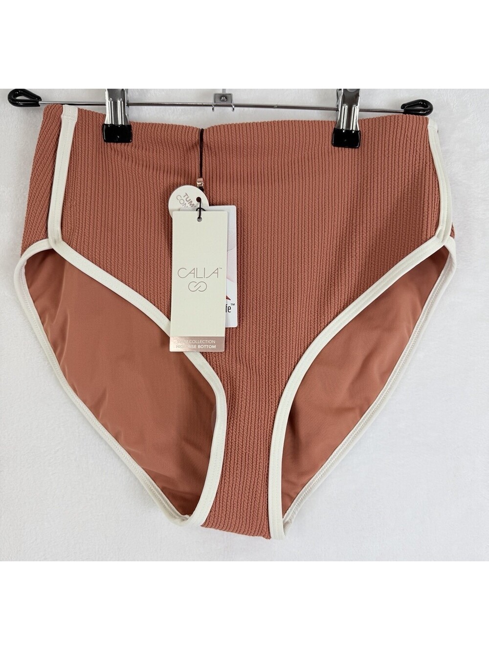 Calia Swim Bottom Small High Rise Bikini Tipped Terracotta Swimwear New NWT